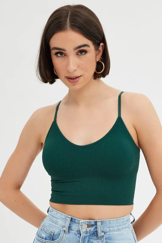 Green Crop Singlet Top Seamless sold by Ally Fashion