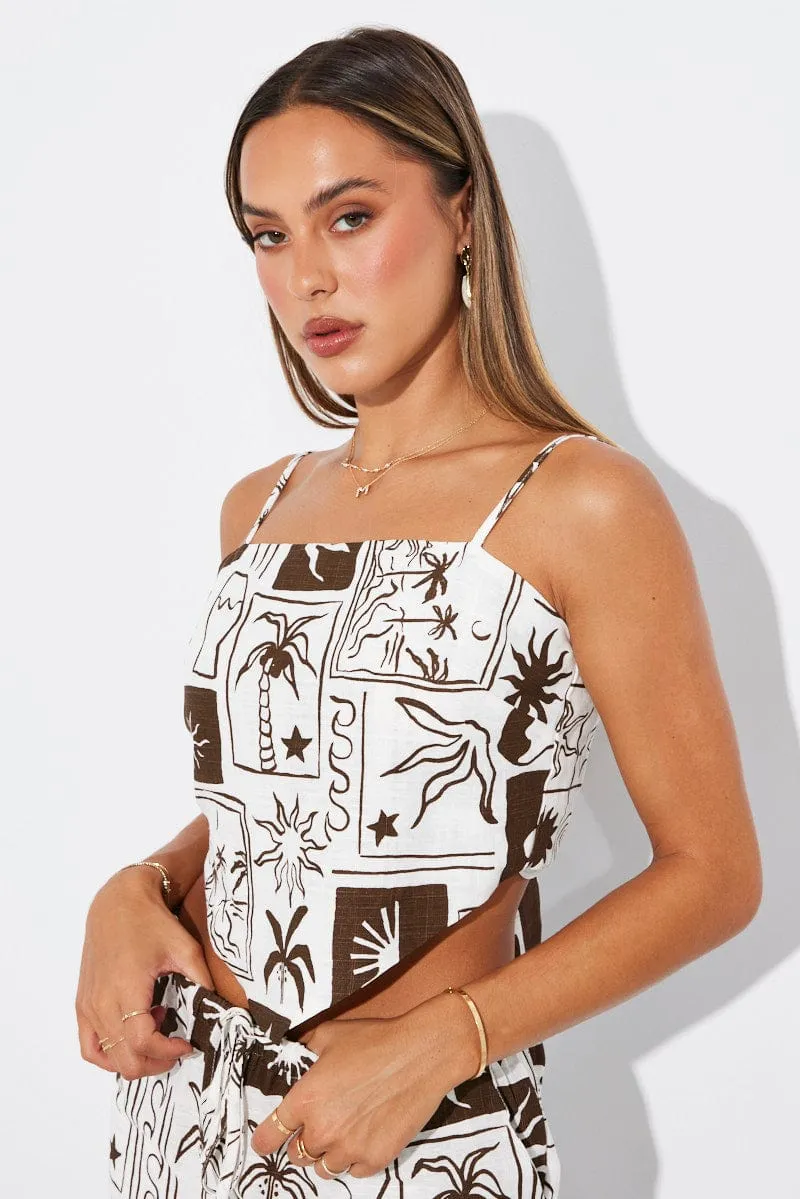 Brown Abstract Scarf Cami Top Singlet sold by Ally Fashion product image thumbnail 3