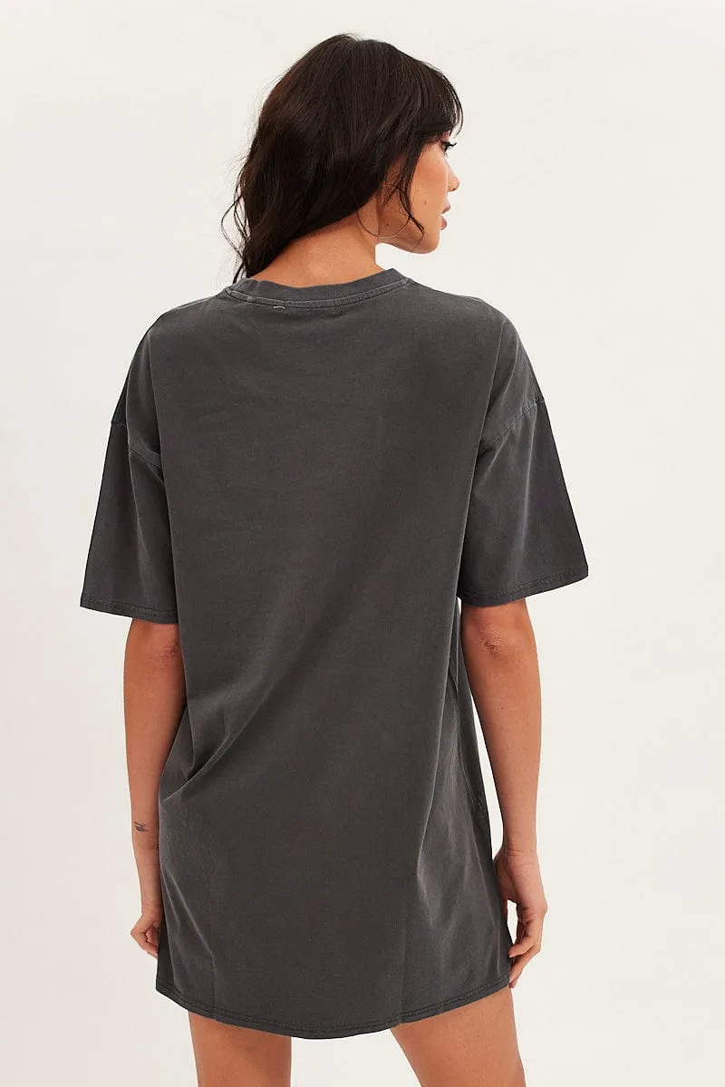 Black Tee Short Sleeve Round Neck Graphic Print Cotton sold by Ally Fashion product image thumbnail 5