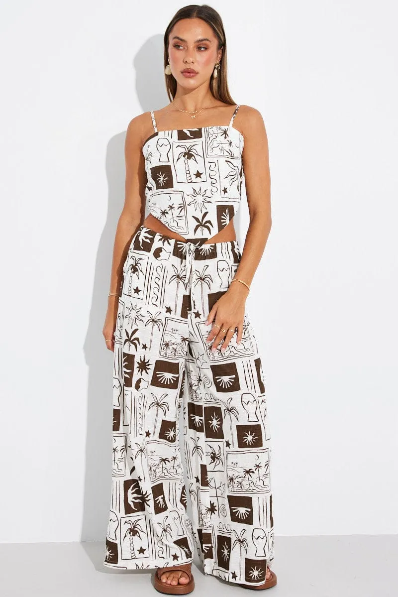 Brown Abstract Scarf Cami Top Singlet sold by Ally Fashion product image thumbnail 2