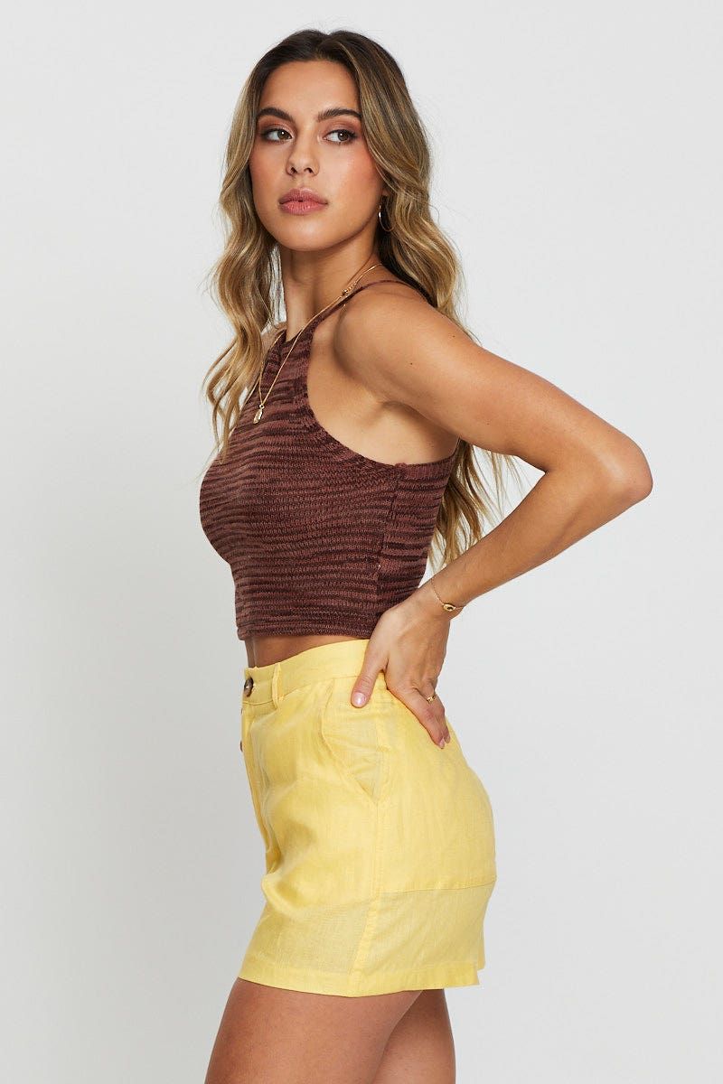 Yellow Shorts Linen sold by Ally Fashion product image thumbnail 4