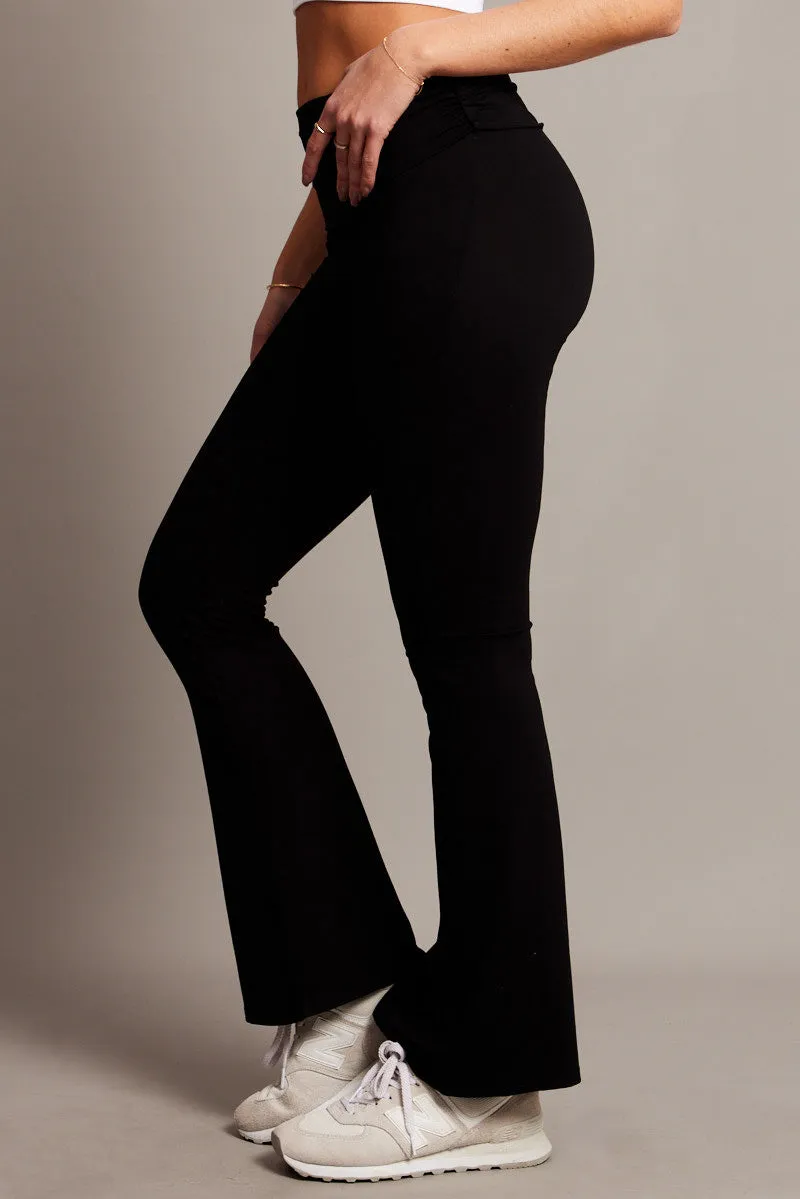 Black Flare Leg Pants Side Ruched sold by Ally Fashion product image thumbnail 4