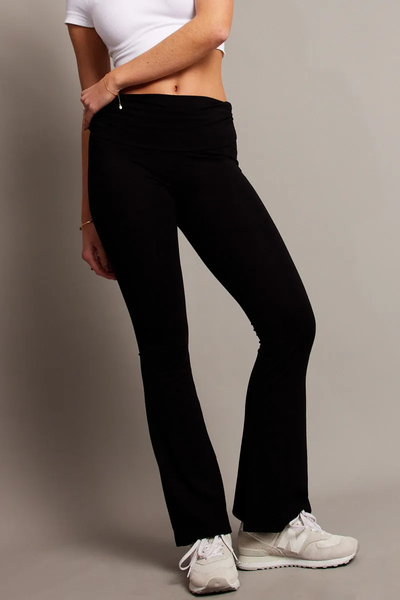Black Flare Leg Pants Side Ruched sold by Ally Fashion