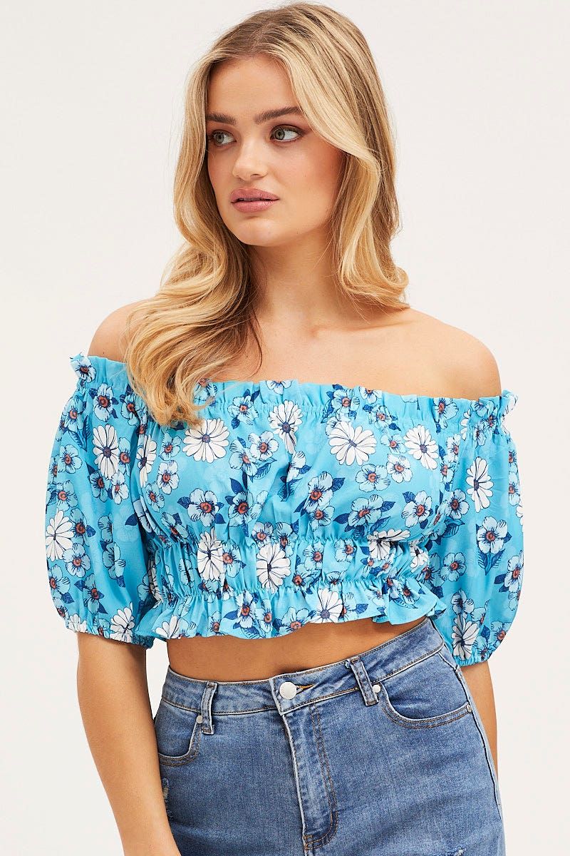 Print Crop Top Off Shoulder sold by Ally Fashion product image thumbnail 3