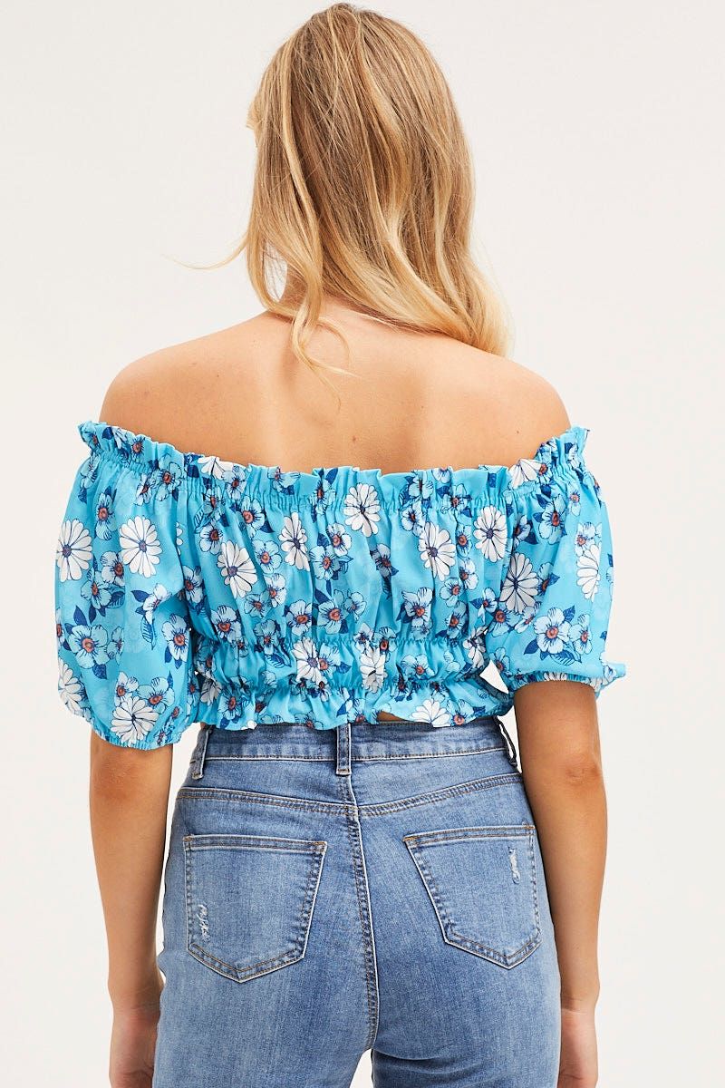 Print Crop Top Off Shoulder sold by Ally Fashion product image thumbnail 5