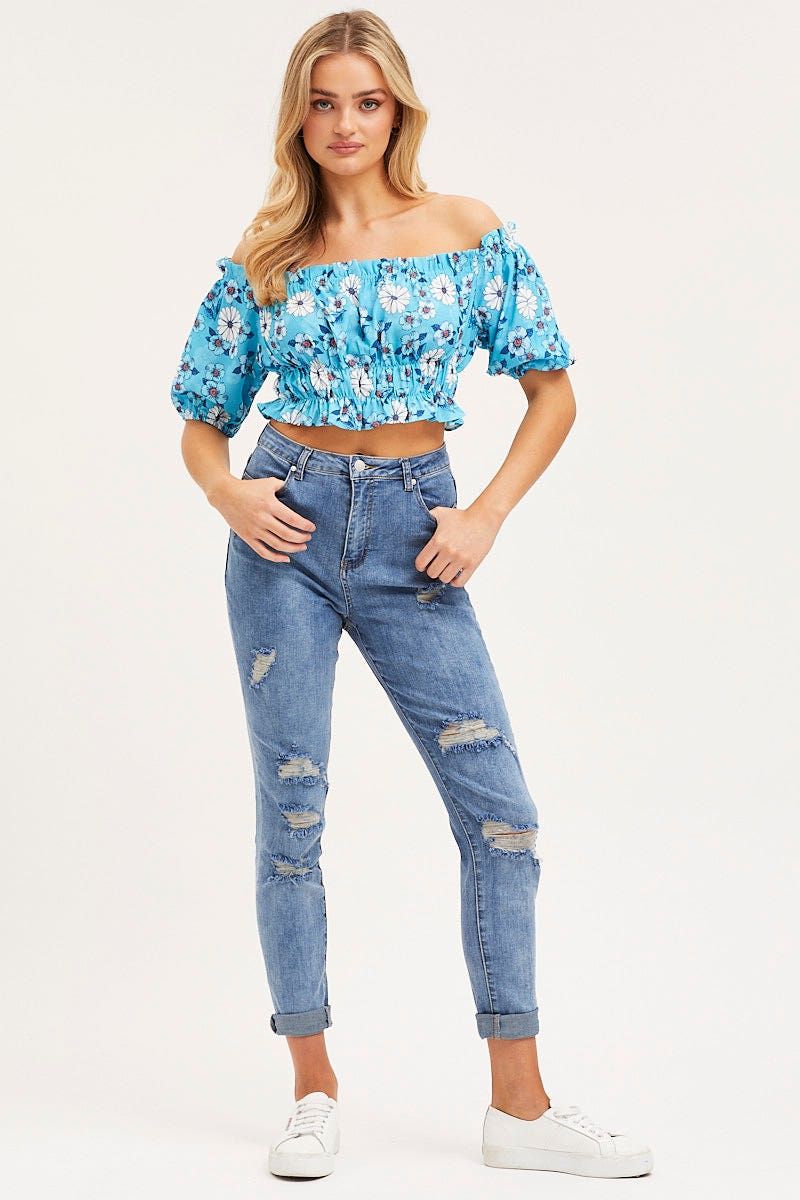 Print Crop Top Off Shoulder sold by Ally Fashion product image thumbnail 2
