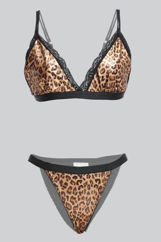 Black Animal Print Animal Print Lingerie Set sold by Ally Fashion