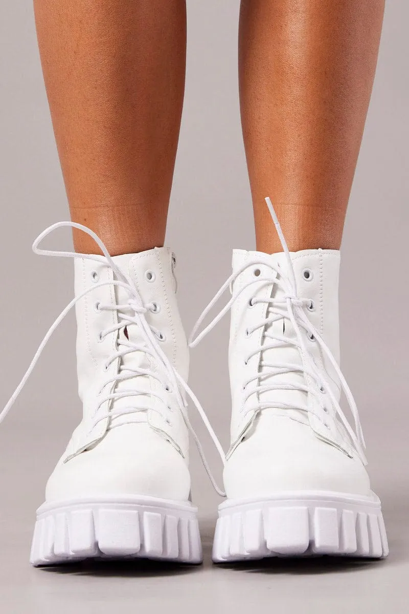 White Lace Up Chunky Boots sold by Ally Fashion product image thumbnail 2