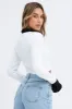 White Crop Top Contrast Collar And Sleeve Cuff sold by Ally Fashion