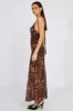 Brown Animal Print Leopard Maxi Halter Neck Mermaid Maxi Dress sold by Ally Fashion