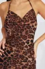 Brown Animal Print Leopard Maxi Halter Neck Mermaid Maxi Dress sold by Ally Fashion