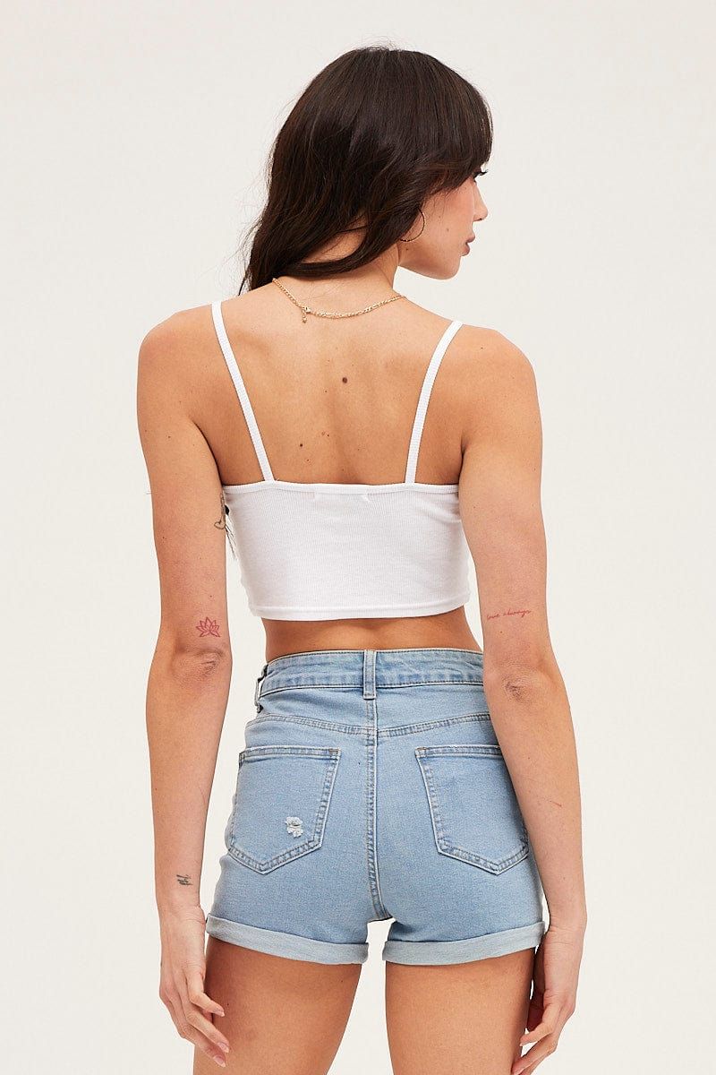 Blue Mid Rise Skinny Denim Shorts sold by Ally Fashion product image thumbnail 5