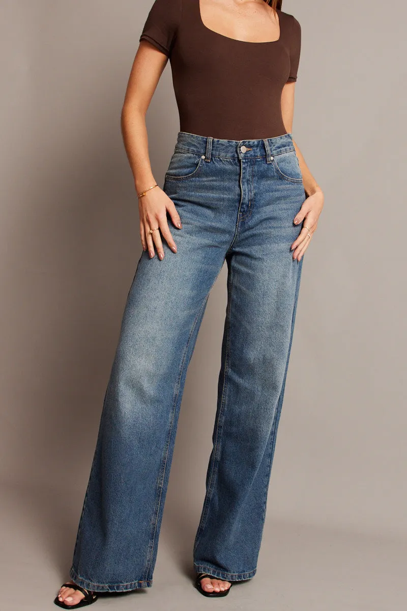 Denim Wide Leg Jean Mid Rise sold by Ally Fashion