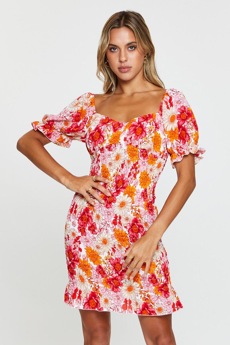 Print Mini Dress Short Sleeve sold by Ally Fashion