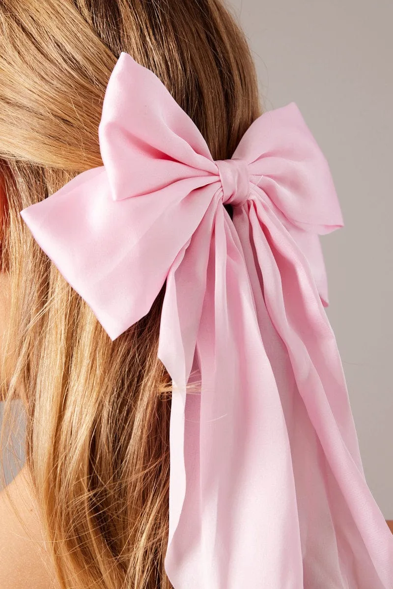 Pink Large Bow Hair Clip sold by Ally Fashion product image thumbnail 2
