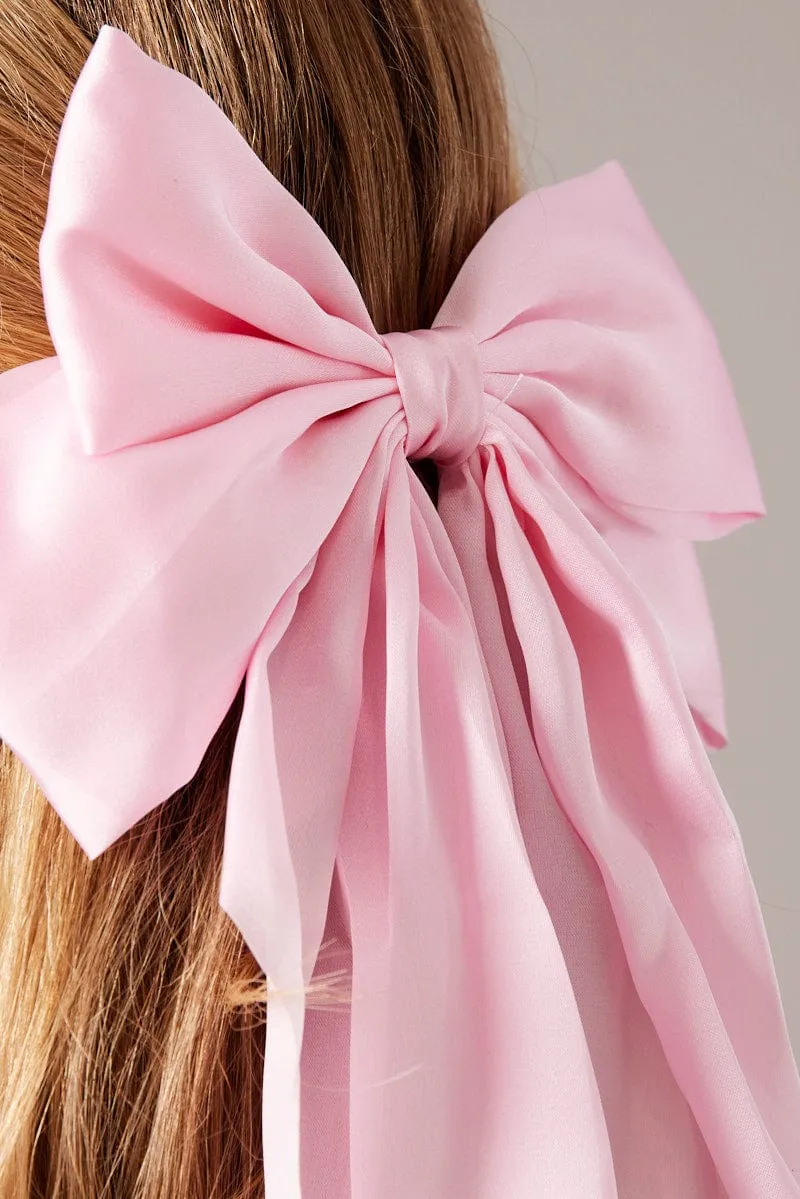 Pink Large Bow Hair Clip sold by Ally Fashion product image thumbnail 3