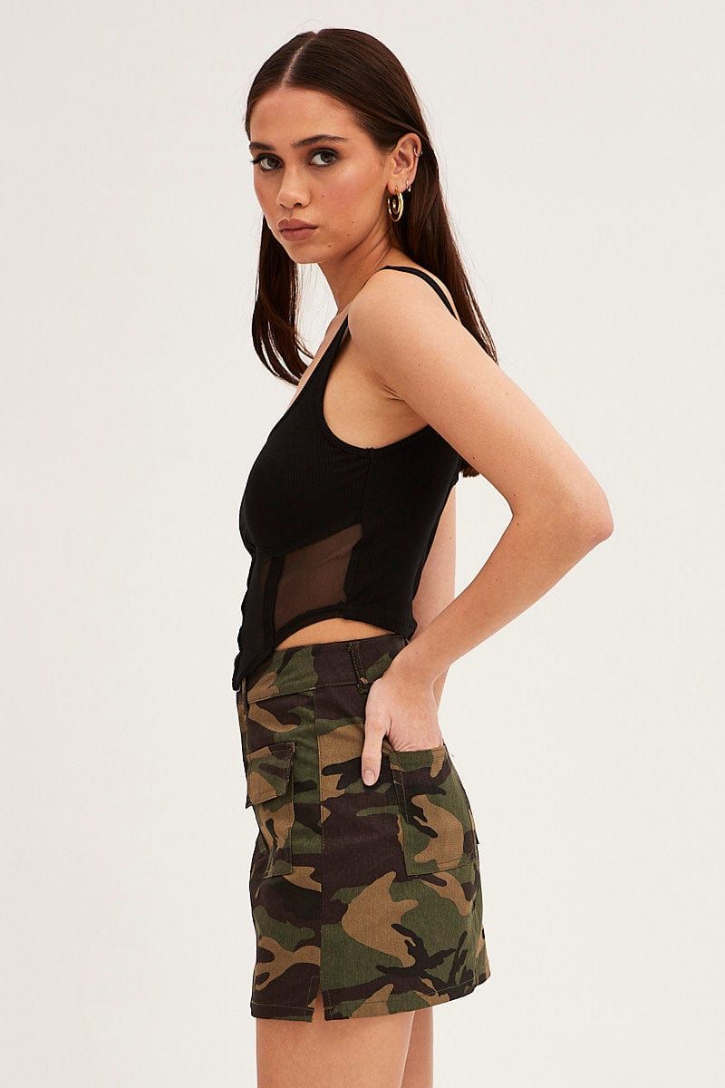 Green Print Camoflage Cargo Mini Skirt sold by Ally Fashion product image thumbnail 4
