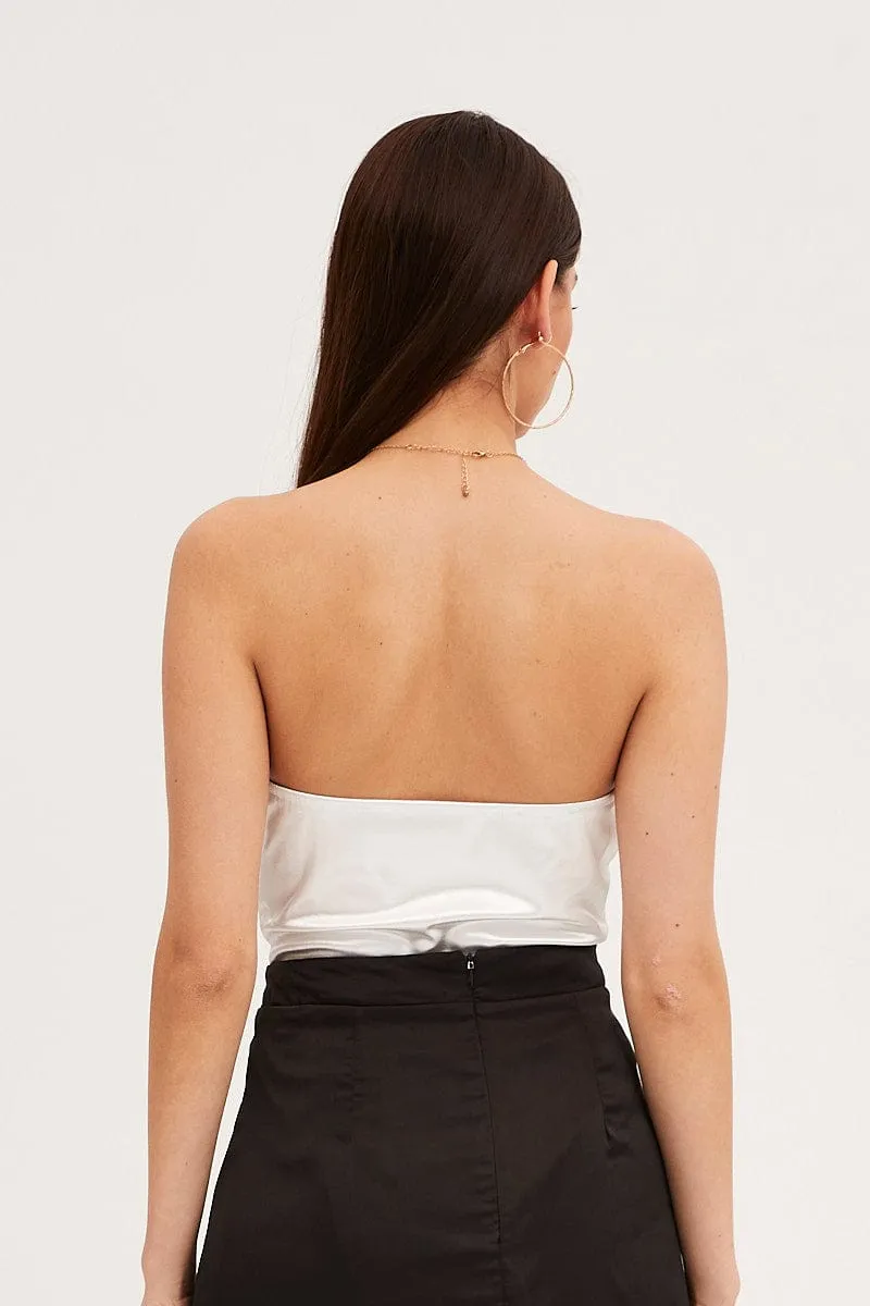 White Deep V Neck Corset One Piece Bodysuit sold by Ally Fashion product image thumbnail 5