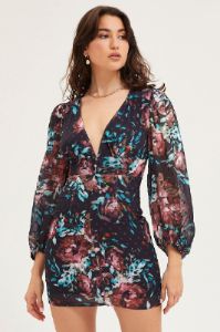 Print Mini Dress Long Sleeve Evening sold by Ally Fashion