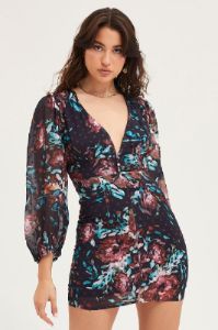 Print Mini Dress Long Sleeve Evening sold by Ally Fashion