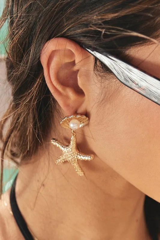 Gold Starfish Earrings sold by Ally Fashion