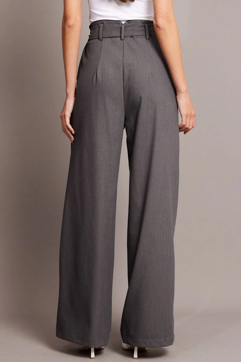 Grey Wide Leg Pants Waist Tie sold by Ally Fashion product image thumbnail 5