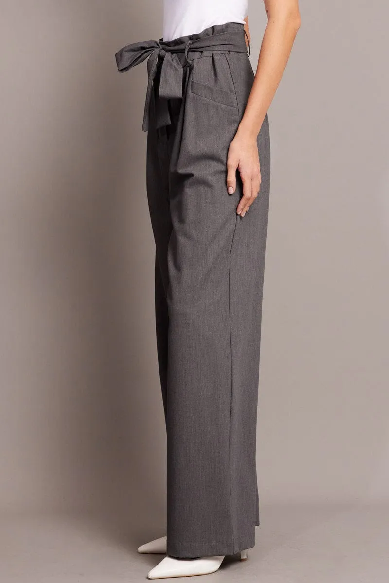 Grey Wide Leg Pants Waist Tie sold by Ally Fashion product image thumbnail 4