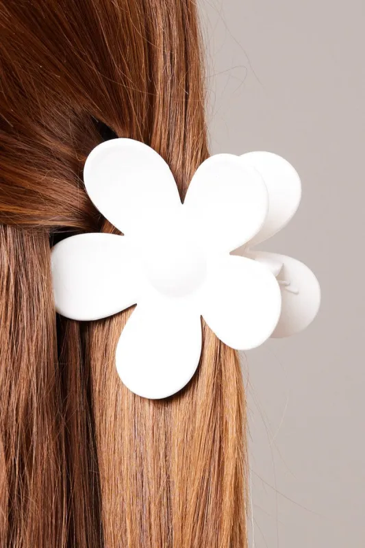 White Floral Design Hair Claw Clip sold by Ally Fashion