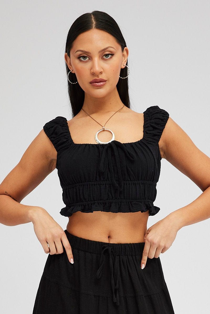 Black Crop Top Short Sleeve sold by Ally Fashion product image thumbnail 3