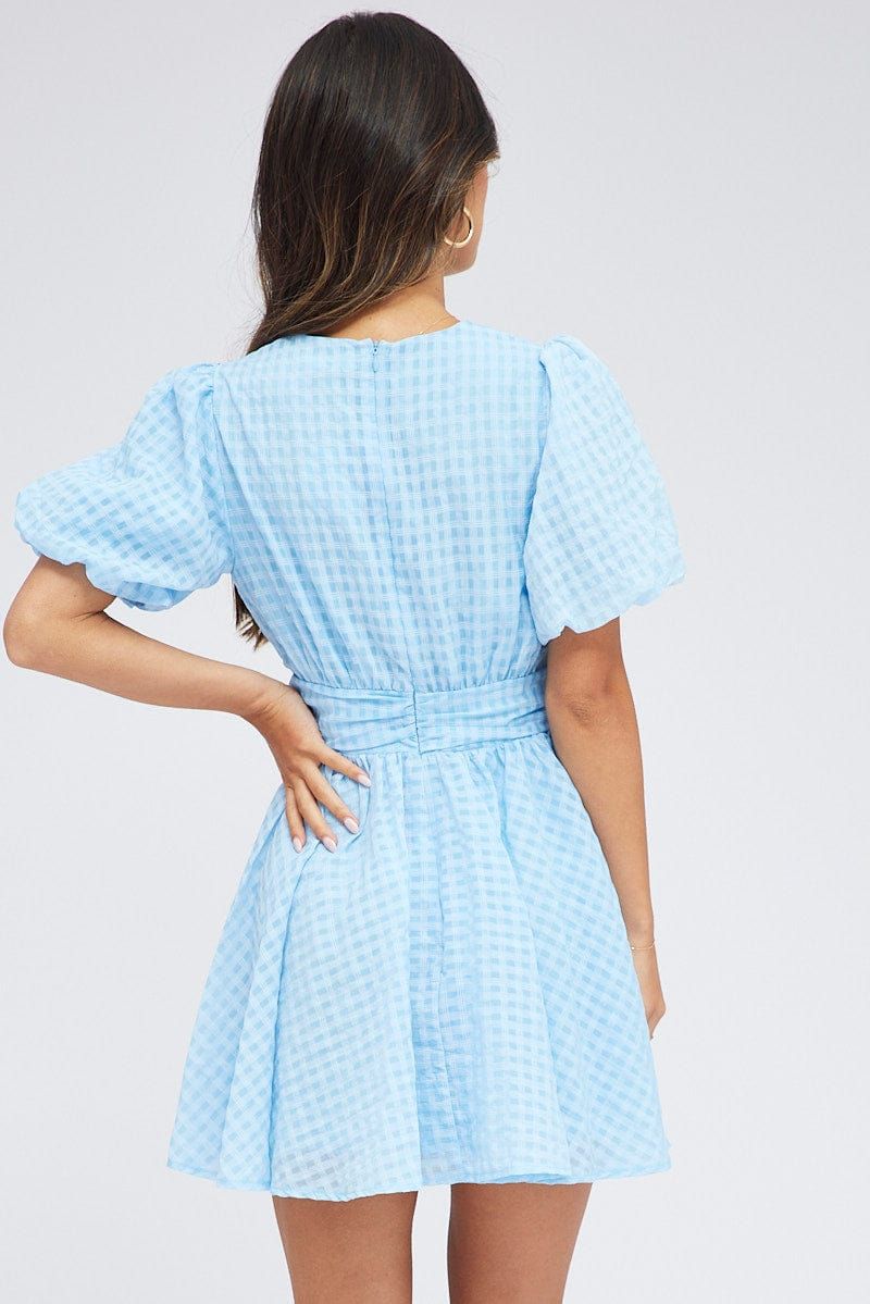 Blue Fit And Flare Dress Puff Sleeve Mini sold by Ally Fashion product image thumbnail 5