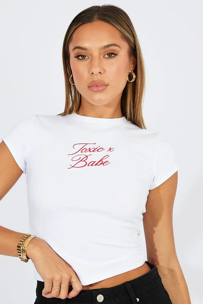 White Graphic Tee Short Sleeve sold by Ally Fashion