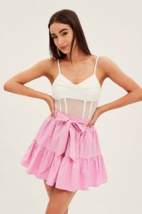 Pink Flare Skirt Skater Poplin sold by Ally Fashion