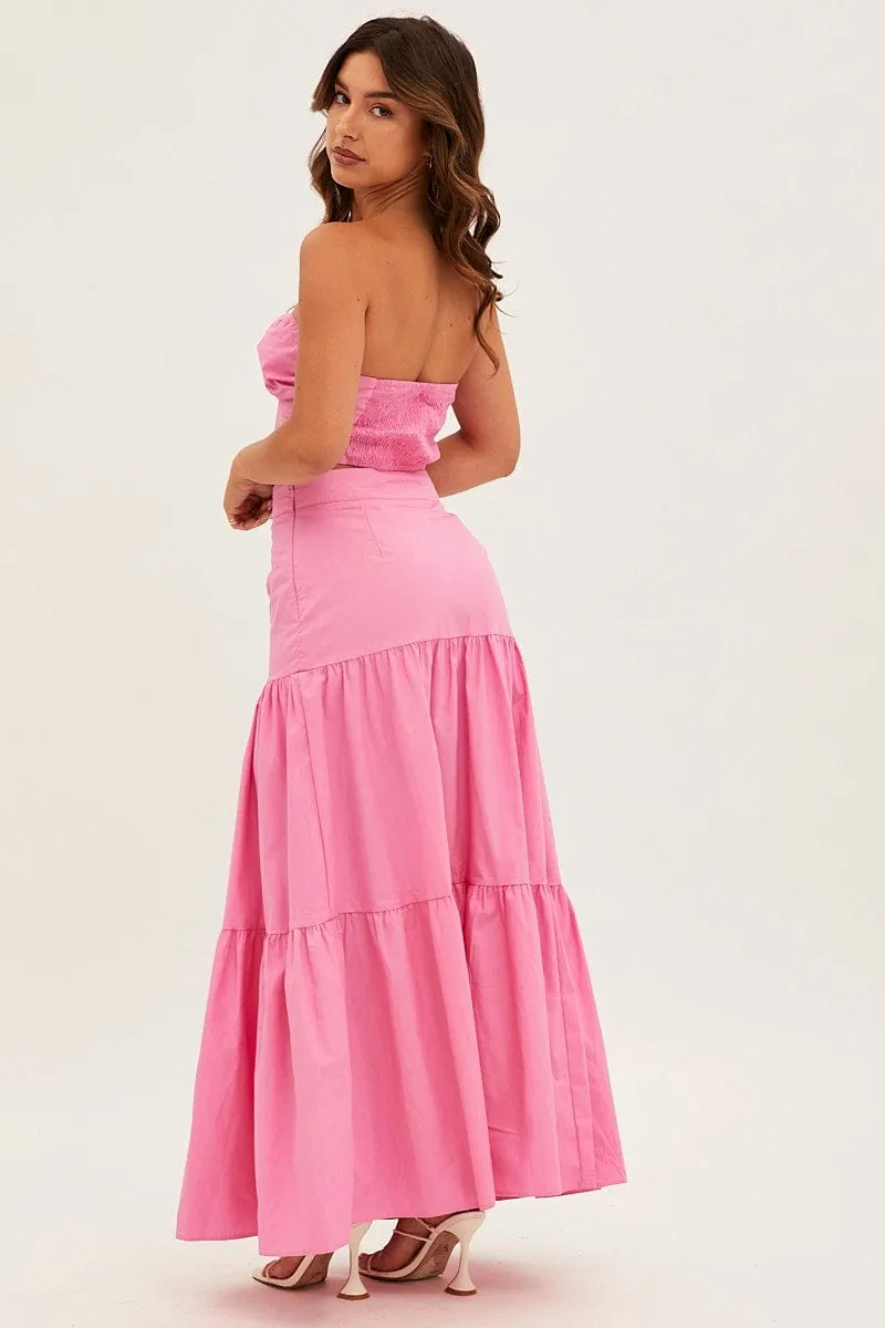 Pink Maxi Skirt High Rise Tiered sold by Ally Fashion product image thumbnail 5