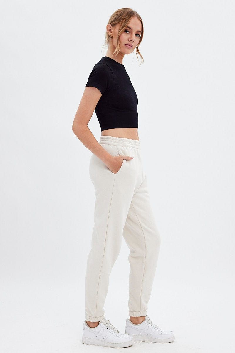 Beige Track Pants High Rise Jogger sold by Ally Fashion product image thumbnail 4