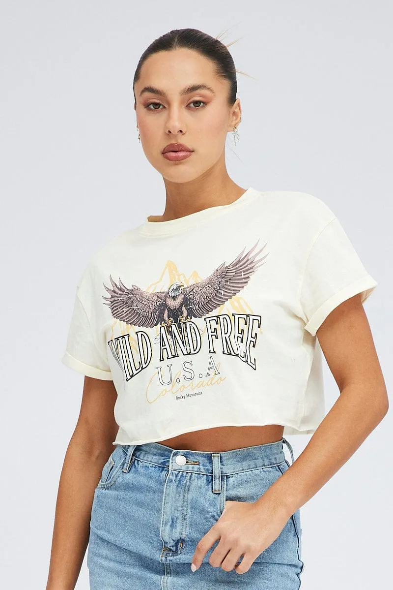 Nude Graphic Eagle Mountains Crop Oversized Tee T-shirt sold by Ally Fashion product image thumbnail 3