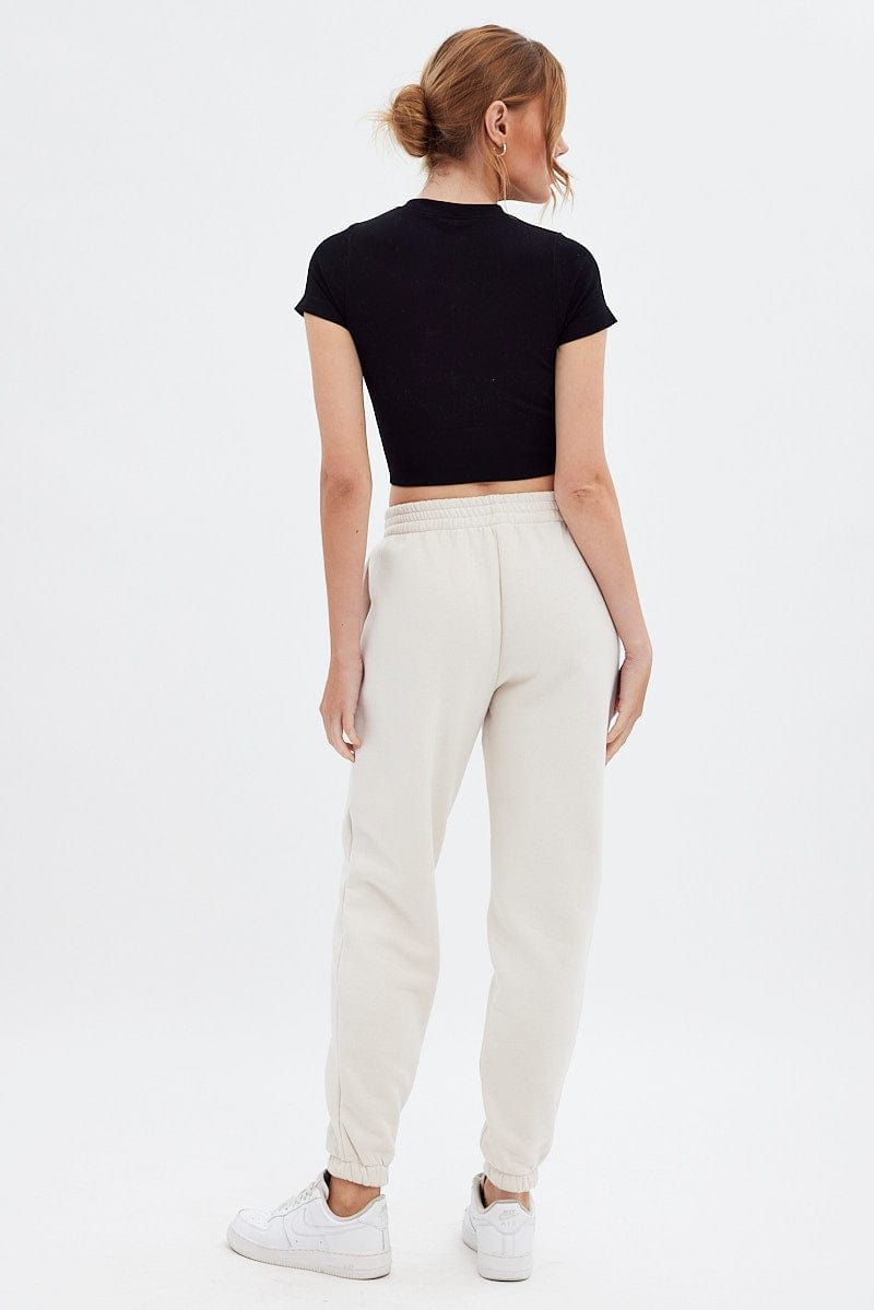 Beige Track Pants High Rise Jogger sold by Ally Fashion product image thumbnail 5