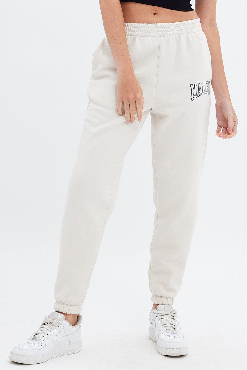 Beige Track Pants High Rise Jogger sold by Ally Fashion product image thumbnail 2