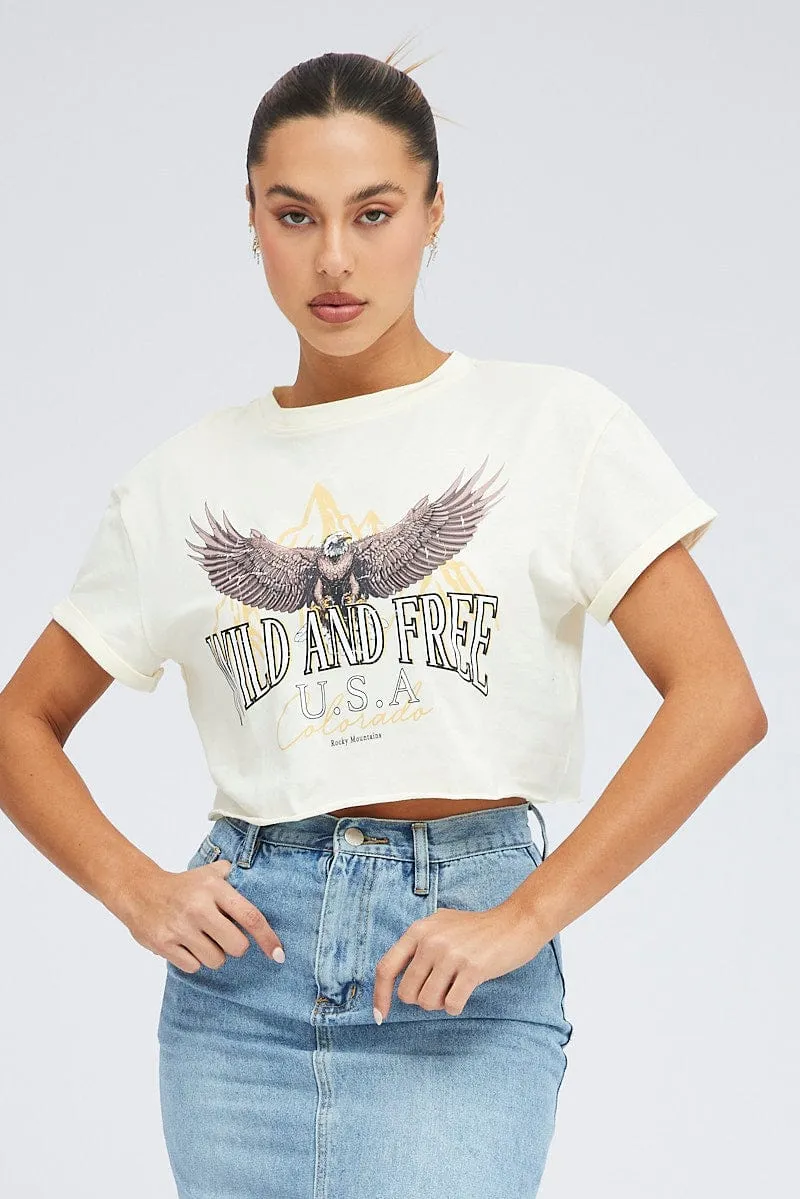 Nude Graphic Eagle Mountains Crop Oversized Tee T-shirt sold by Ally Fashion