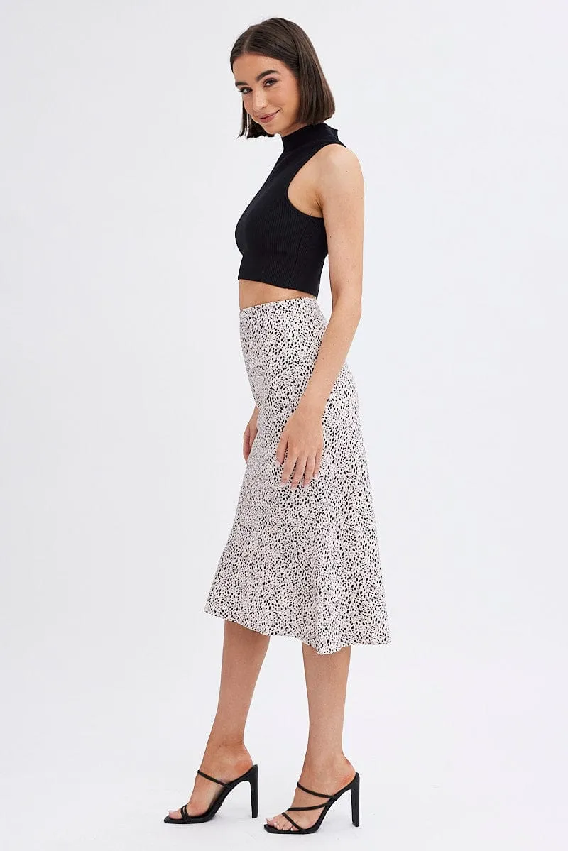 Beige Animal Print Slip Skirt Midi sold by Ally Fashion product image thumbnail 4