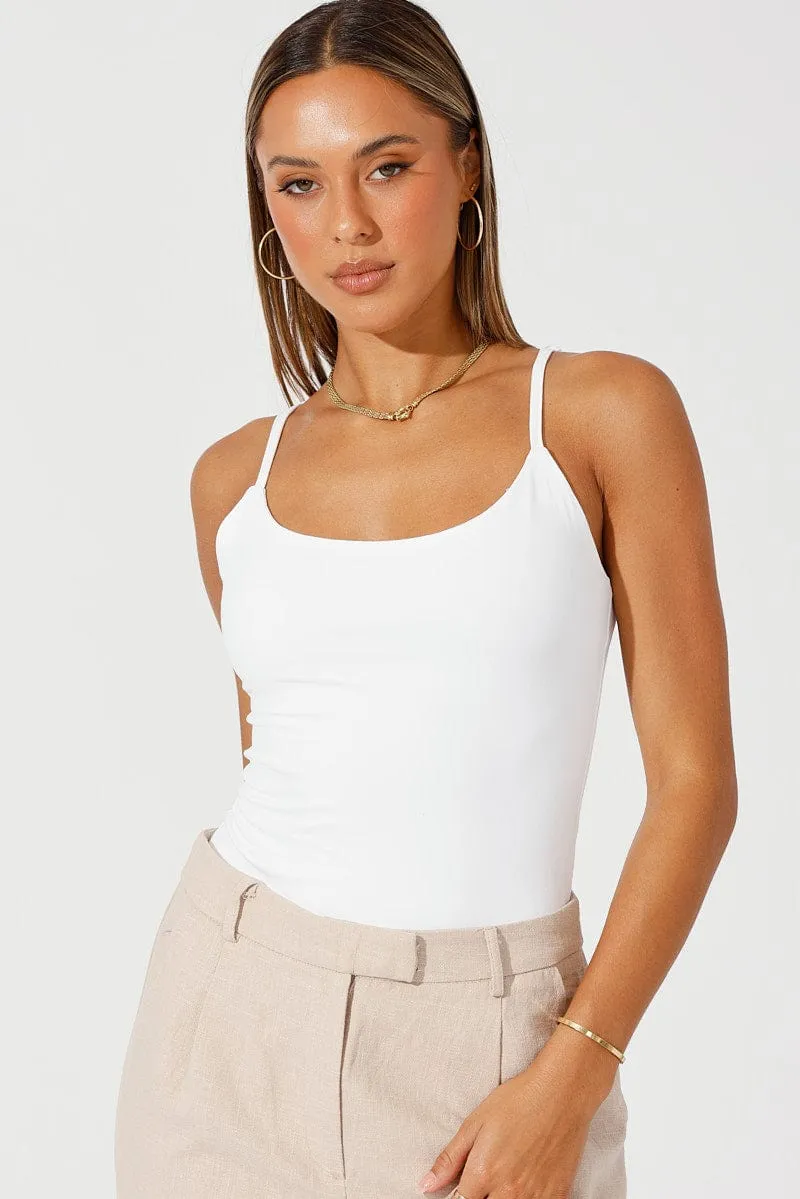 White Singlet Bodysuit sold by Ally Fashion