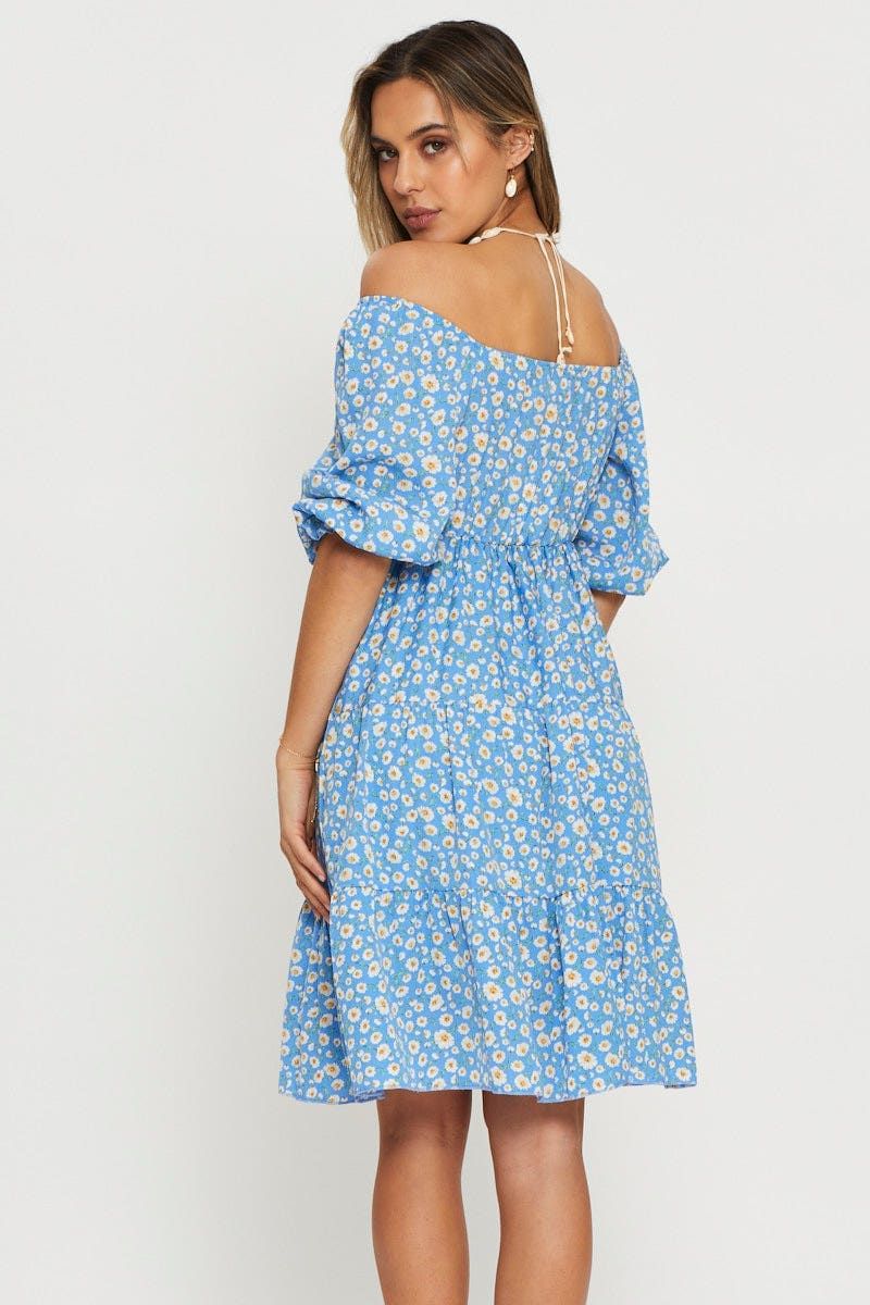 Print Mini Dress Off Shoulder sold by Ally Fashion product image thumbnail 4