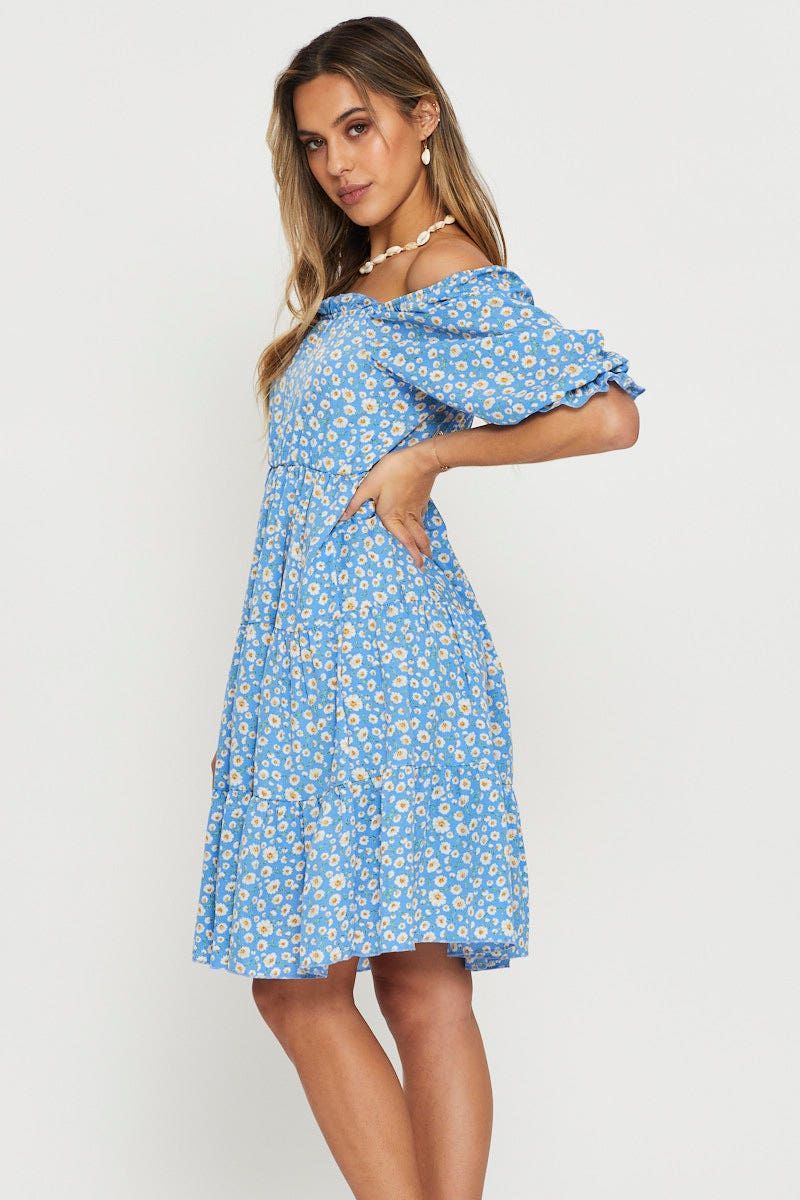 Print Mini Dress Off Shoulder sold by Ally Fashion product image thumbnail 3