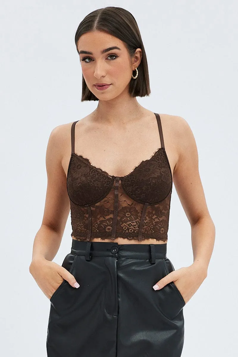 Brown Lace Corset Top sold by Ally Fashion product image thumbnail 3