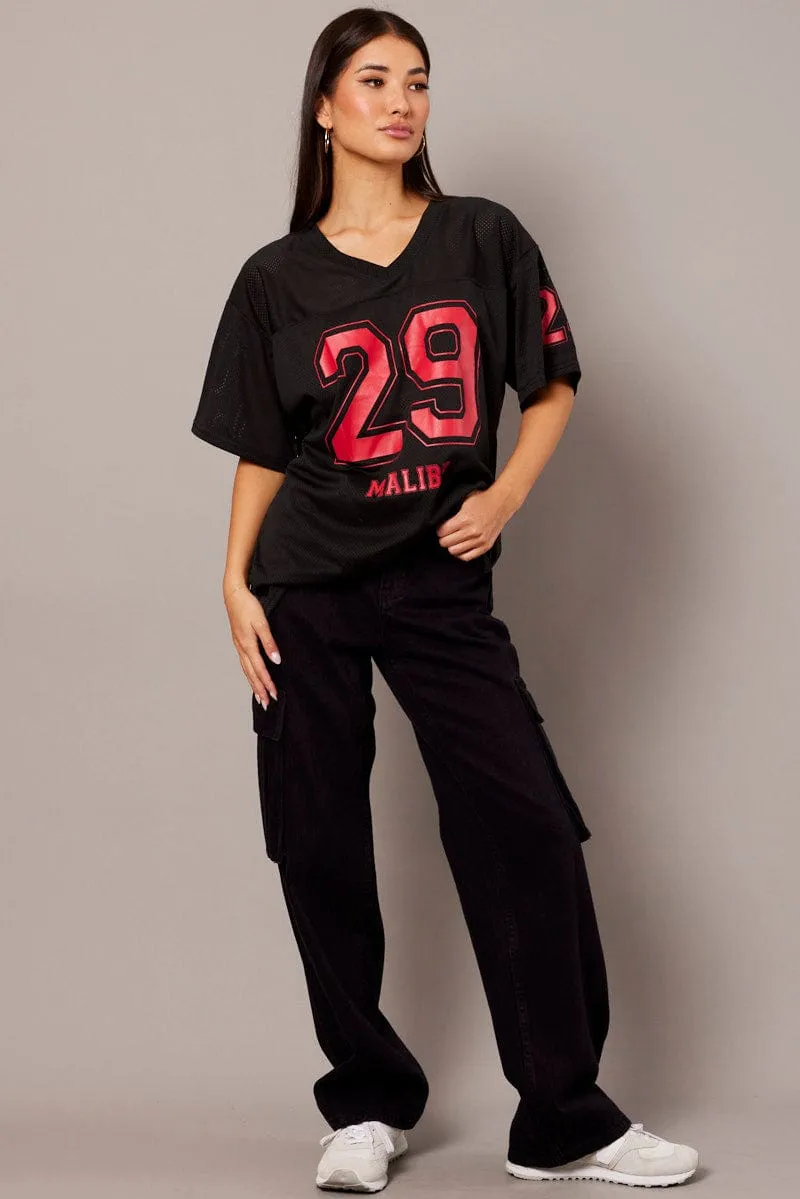Black Sports Tee Short Sleeve sold by Ally Fashion product image thumbnail 2