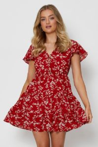 Print Mini Dress V Neck sold by Ally Fashion