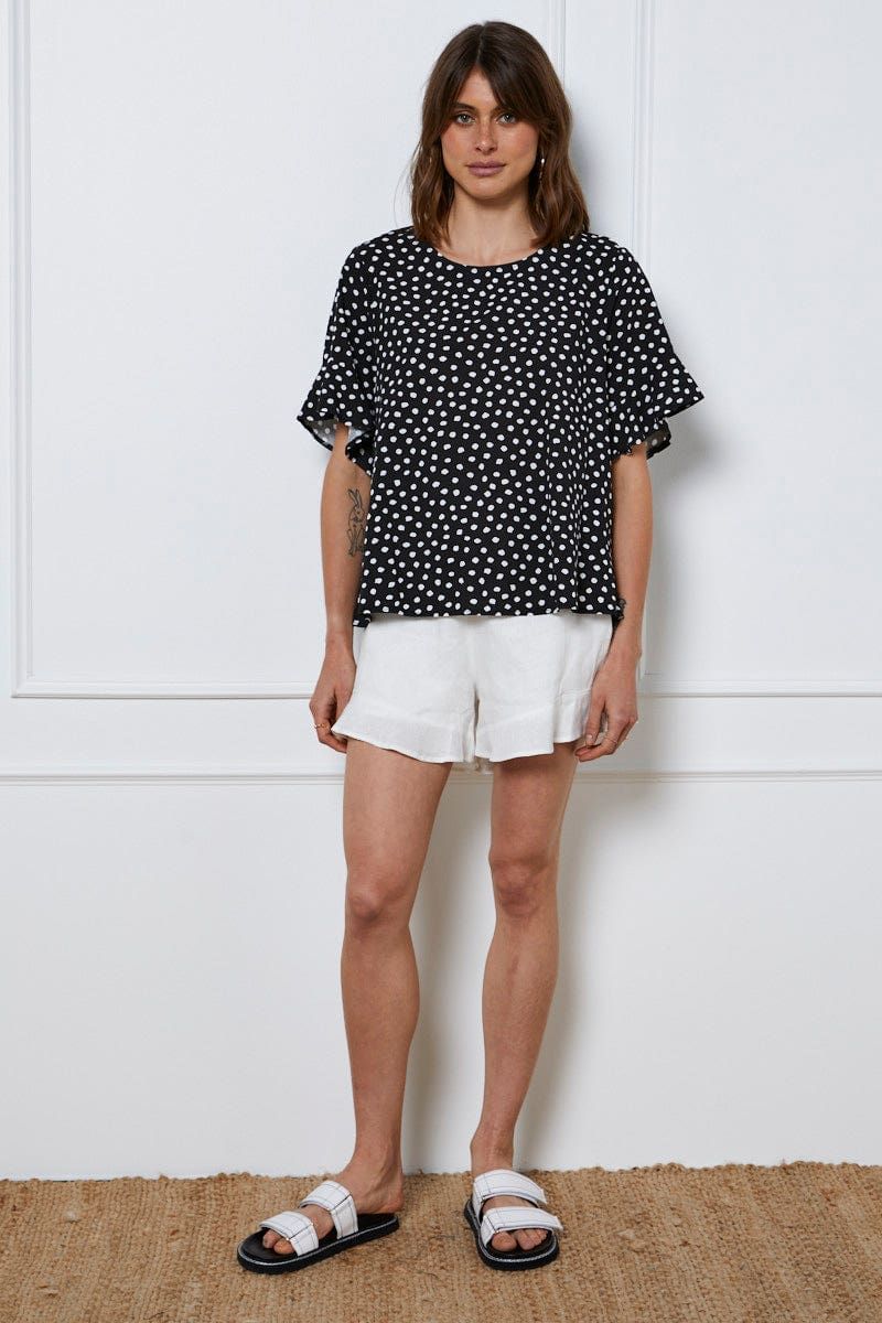 Geo Print Top Short Sleeve Linen sold by Ally Fashion product image thumbnail 2