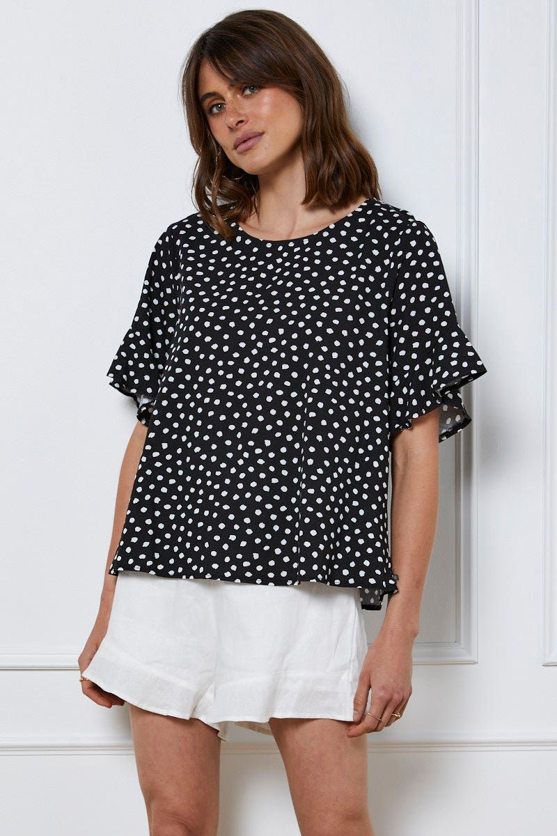 Geo Print Top Short Sleeve Linen sold by Ally Fashion product image thumbnail 3
