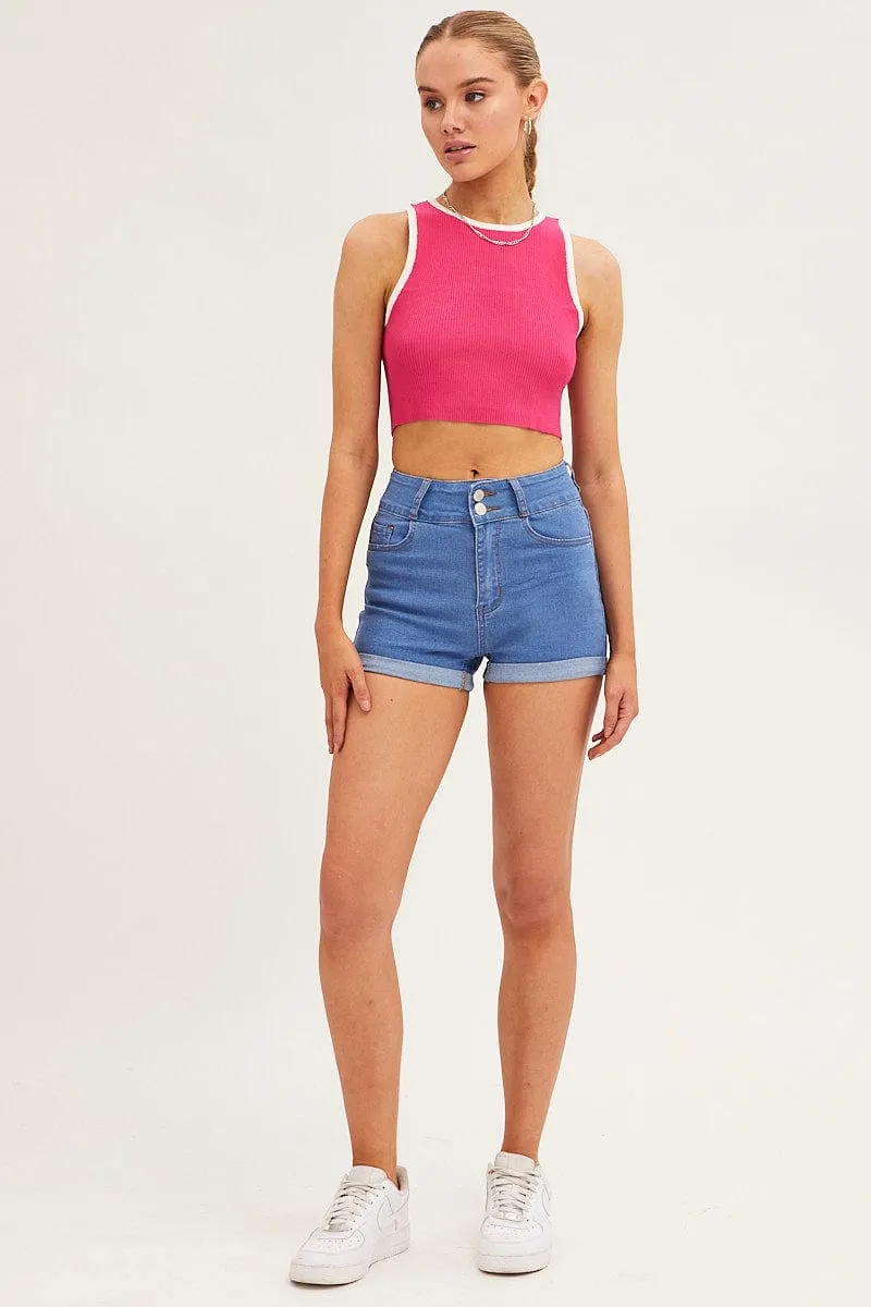 Blue Denim Shorts Skinny High Rise sold by Ally Fashion product image thumbnail 3