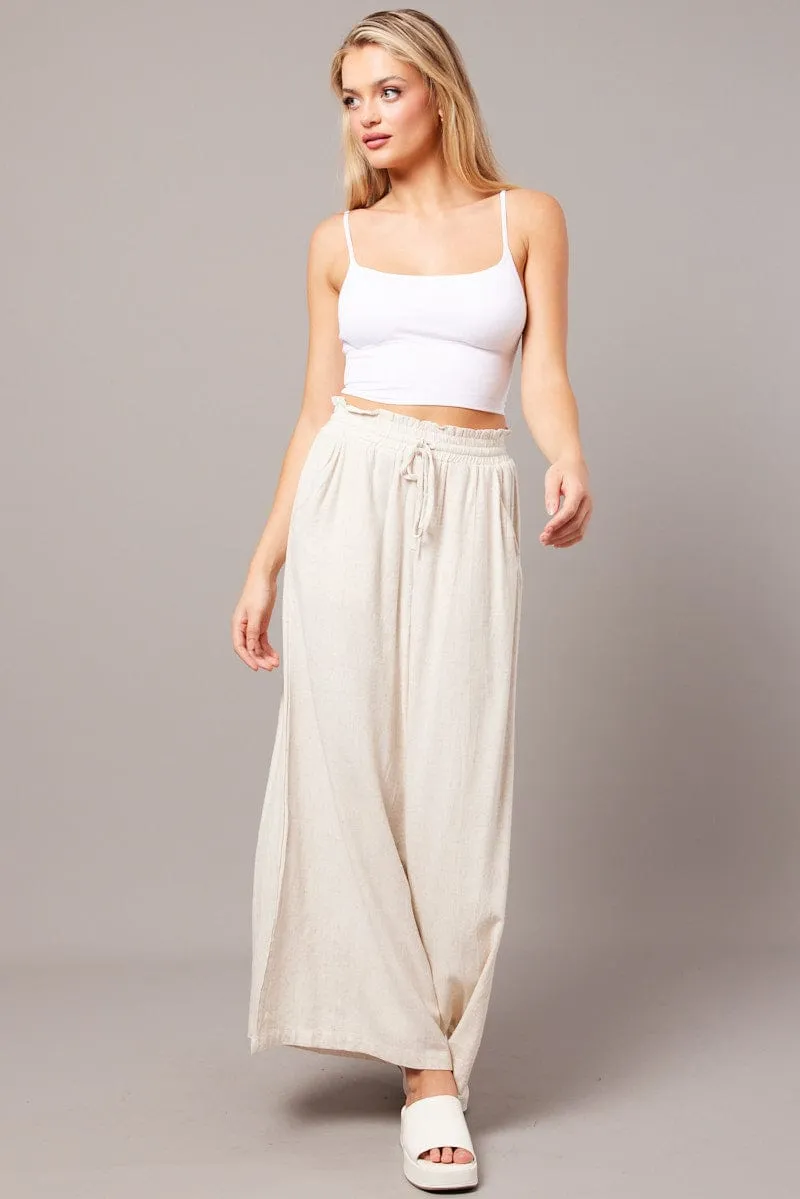 Beige Wide Leg Pants High Rise sold by Ally Fashion product image thumbnail 2