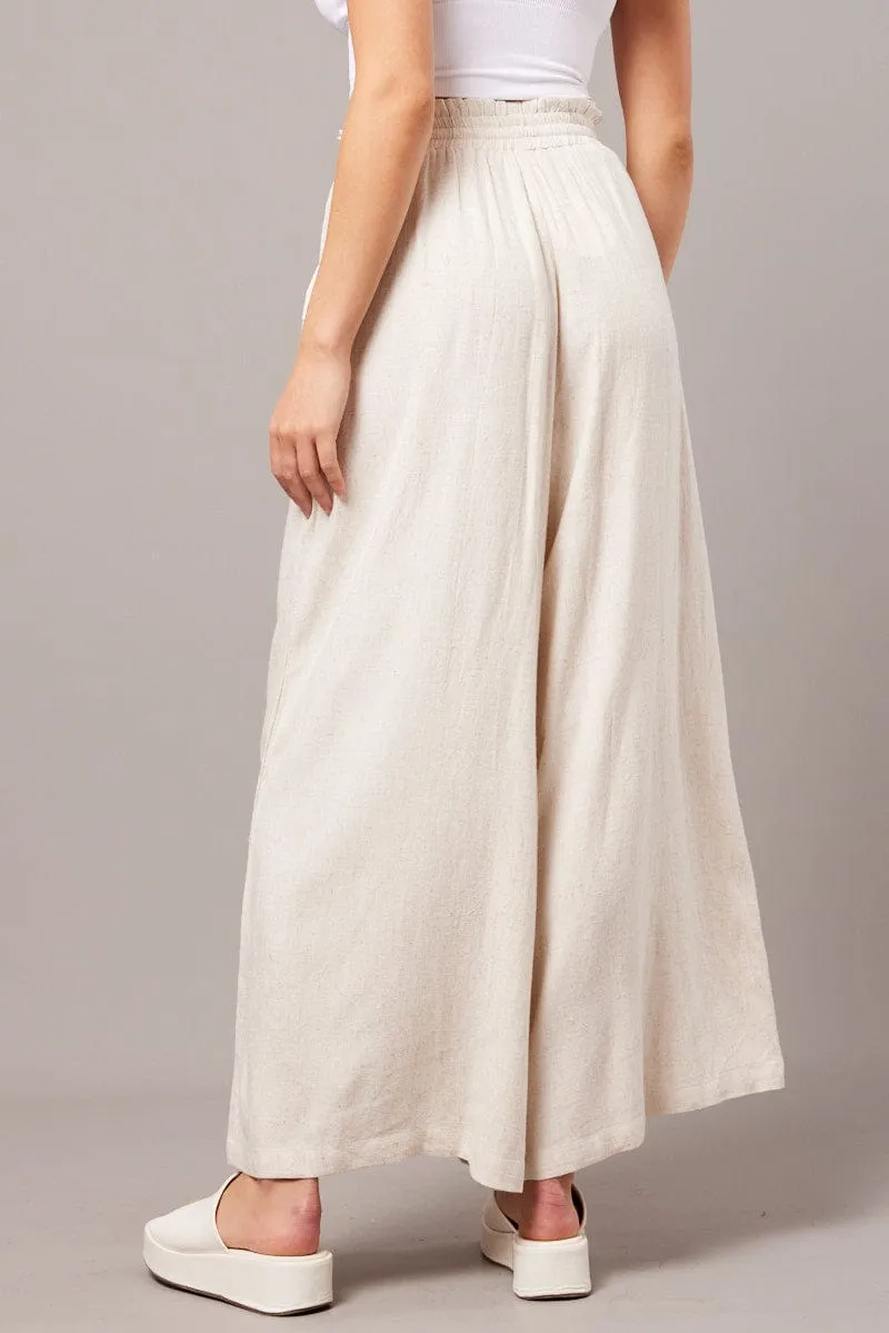 Beige Wide Leg Pants High Rise sold by Ally Fashion product image thumbnail 5